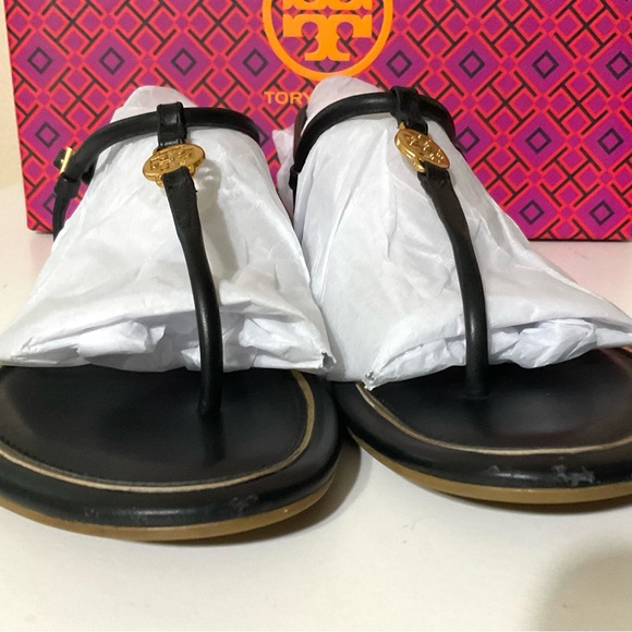 TORY BURCH Emmy T-strap Flat Sandals & dust bag Black 8 1/2 - Picture 14 of 16